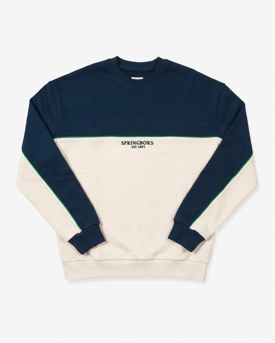 Springboks Retro Colour Block LS Sweatshirt Navy