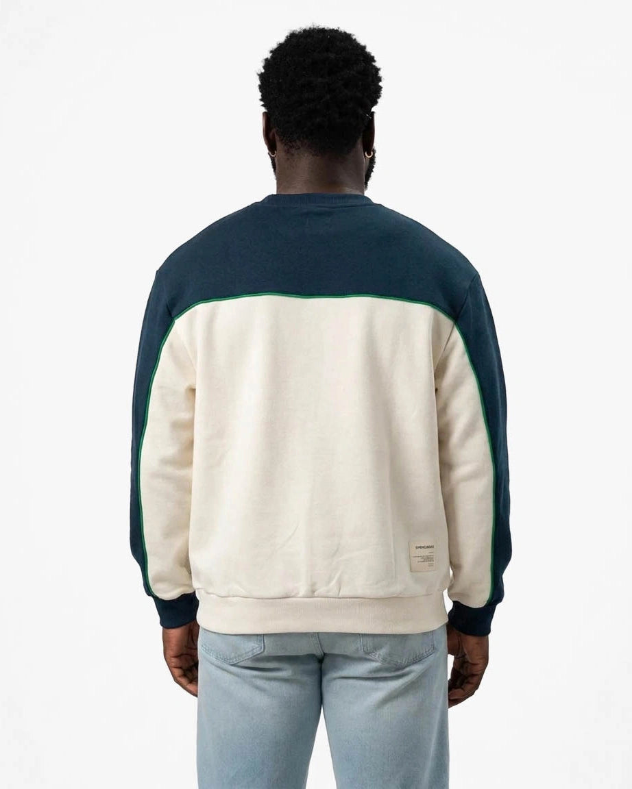 Springboks Retro Colour Block LS Sweatshirt Navy