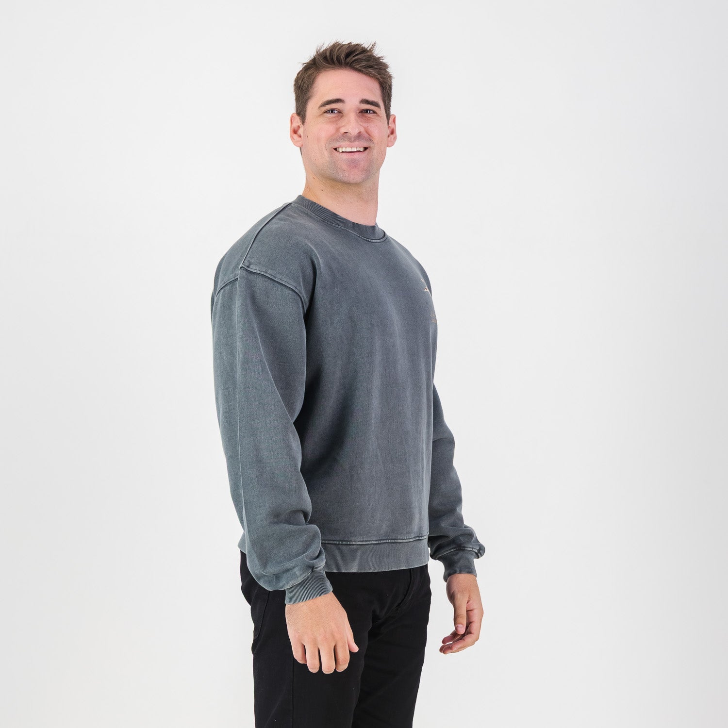 Stillknocks Acid Wash Crew Sweat- Turb Grey – Old School