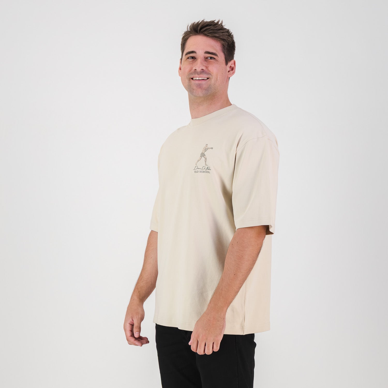 Stillknocks Small Logo Boxy Crew Tee - Ivory - Old School